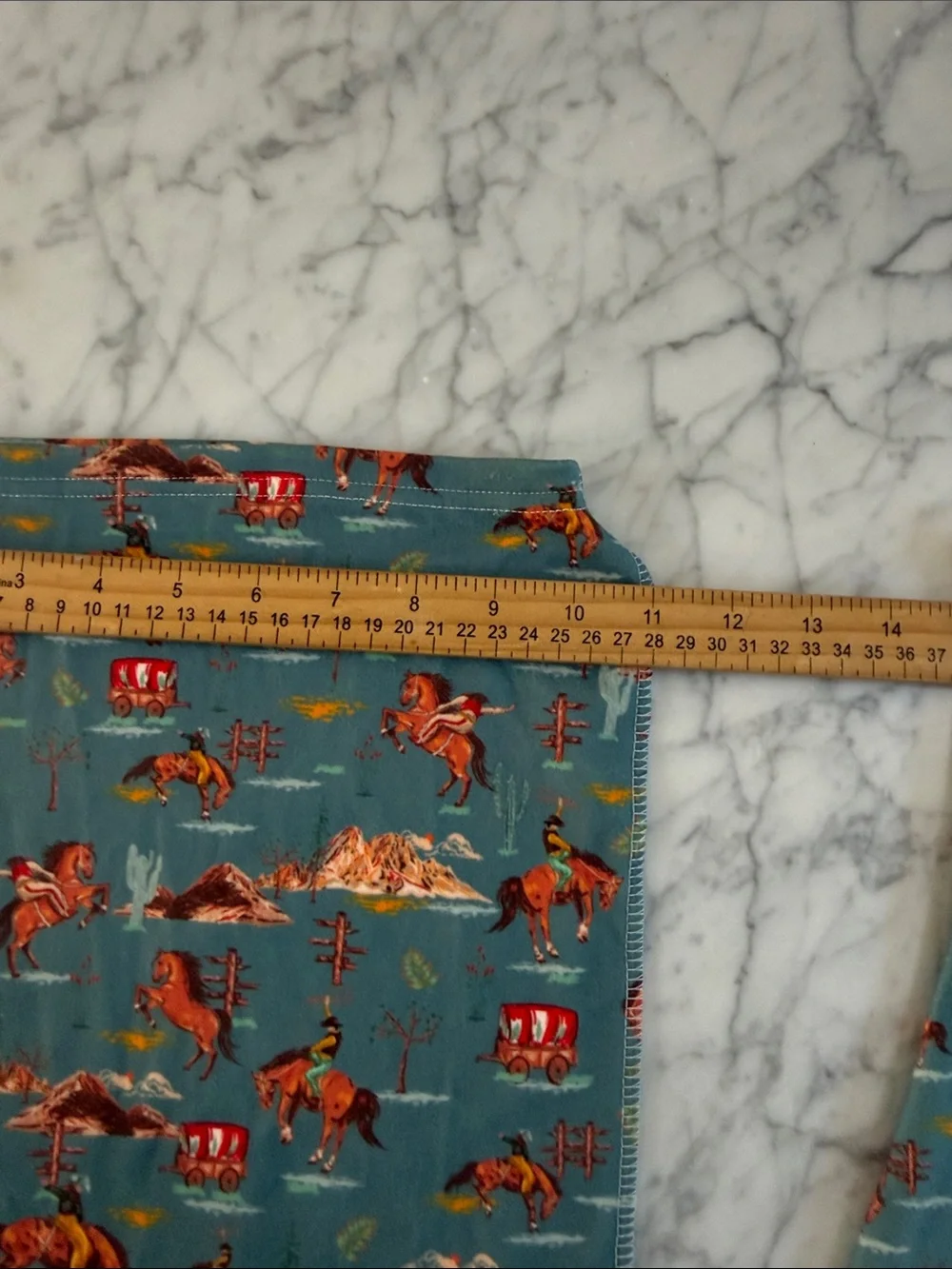 Kids Western Horse Cowboy Print Swaddle and Hat Set Sz 0-3 Mo